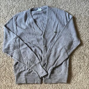 Lacoste IZOD Men's Light Gray Cardigan Sweater Size M
